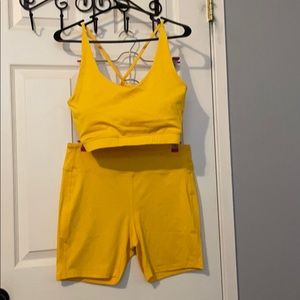 Light support sports bra and biker shorts set